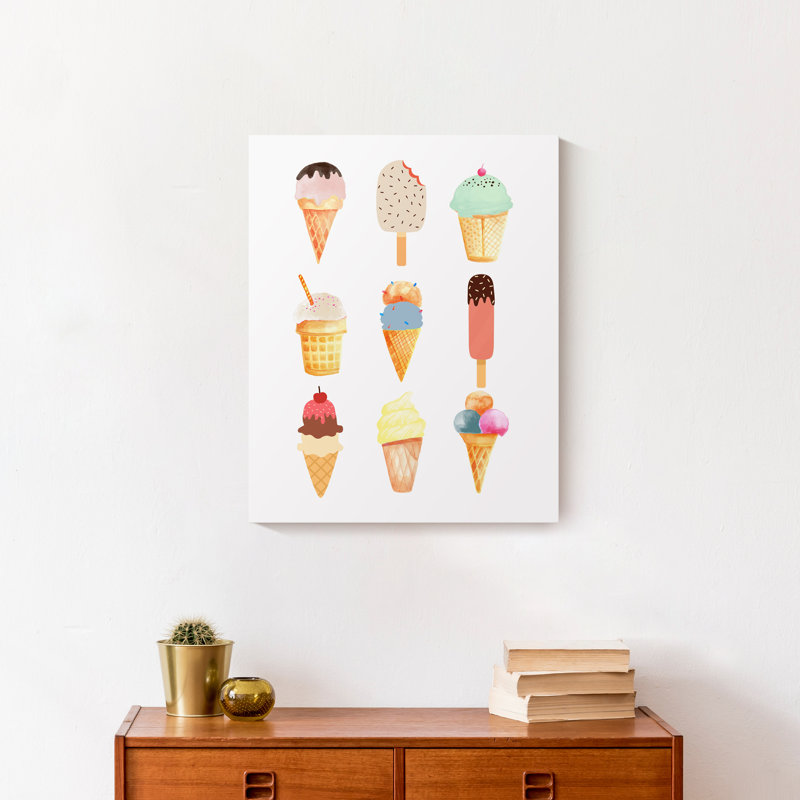 Art sur toile crème glacée, H 20 po x l 16 po x P 1,25 po