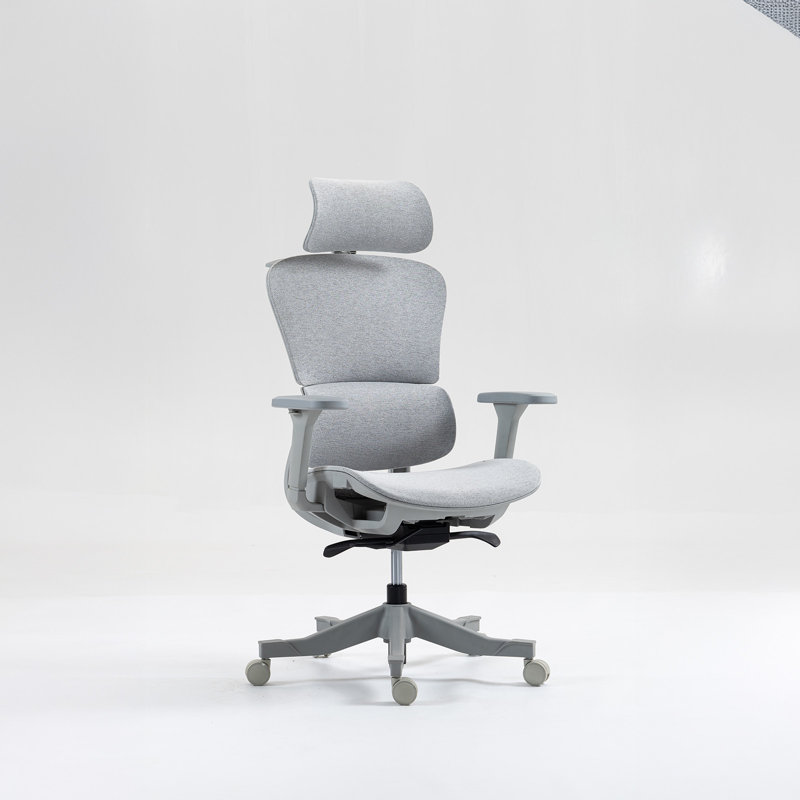 Chaise de bureau ergonomique en maille AeroErgo avec appui-tête et accoudoirs réglables, Gris, Gris