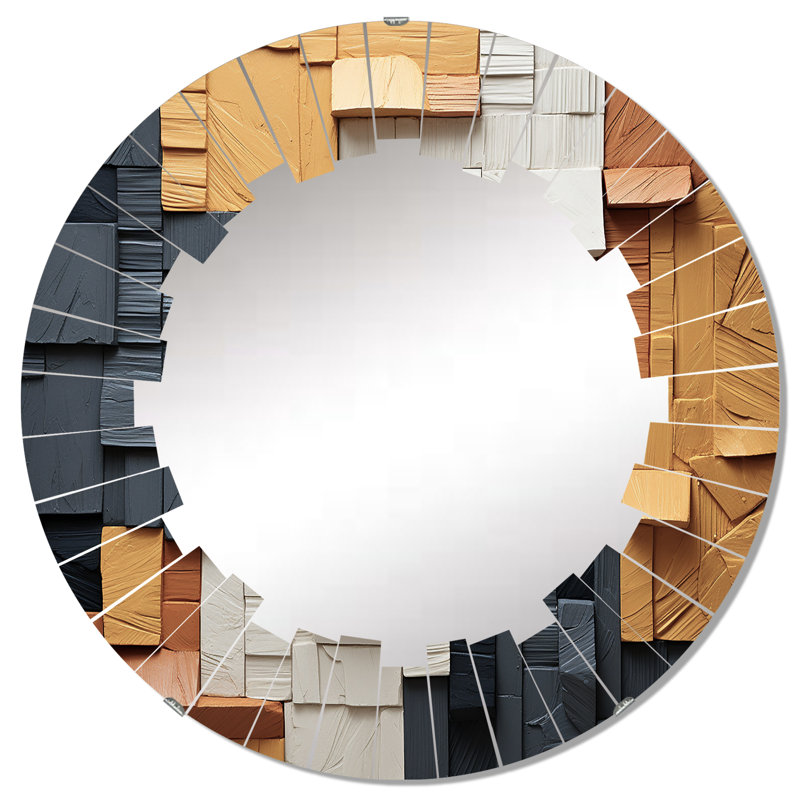 Serifos - Miroir mural moderne rond, 32 po x 32 po