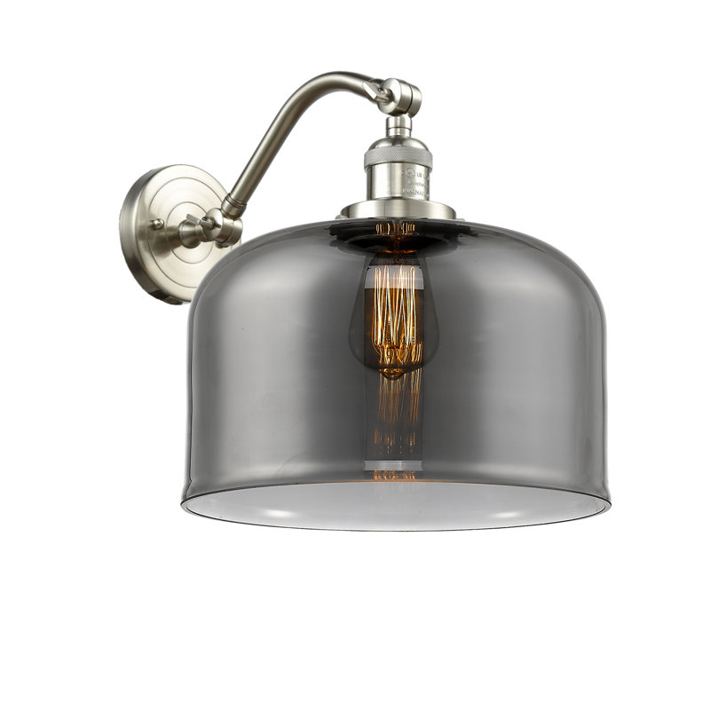 Applique murale 1 lumière 12 po Bell, Plaqué couleur fumée, Nickel satiné brossé, Ampoule non incluse