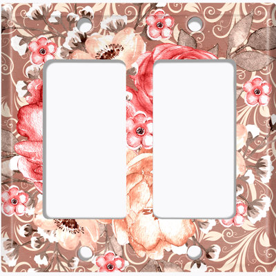 Plaque murale décorative / bascule 2 fleurs Rose