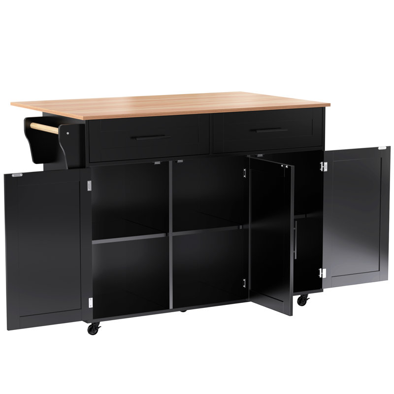 Wood Kitchen Island, Black