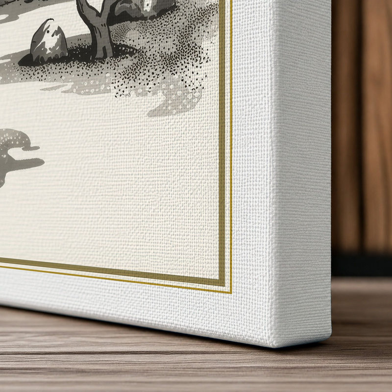 Misty Valley Stream Japandi - Wrapped Canvas, 18x12 - 45.7 x 30.5 cm, White Border