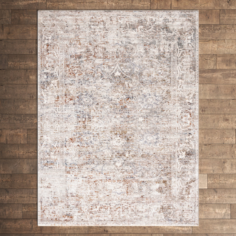 Isenhour Oriental Beige Area Rug, Rectangle 4' x 6'