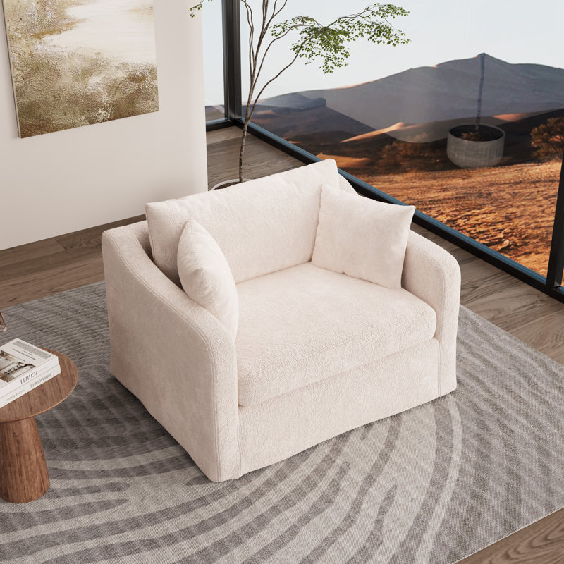 Fauteuil d'appoint rembourré surdimensionné 45,1 po, Beige