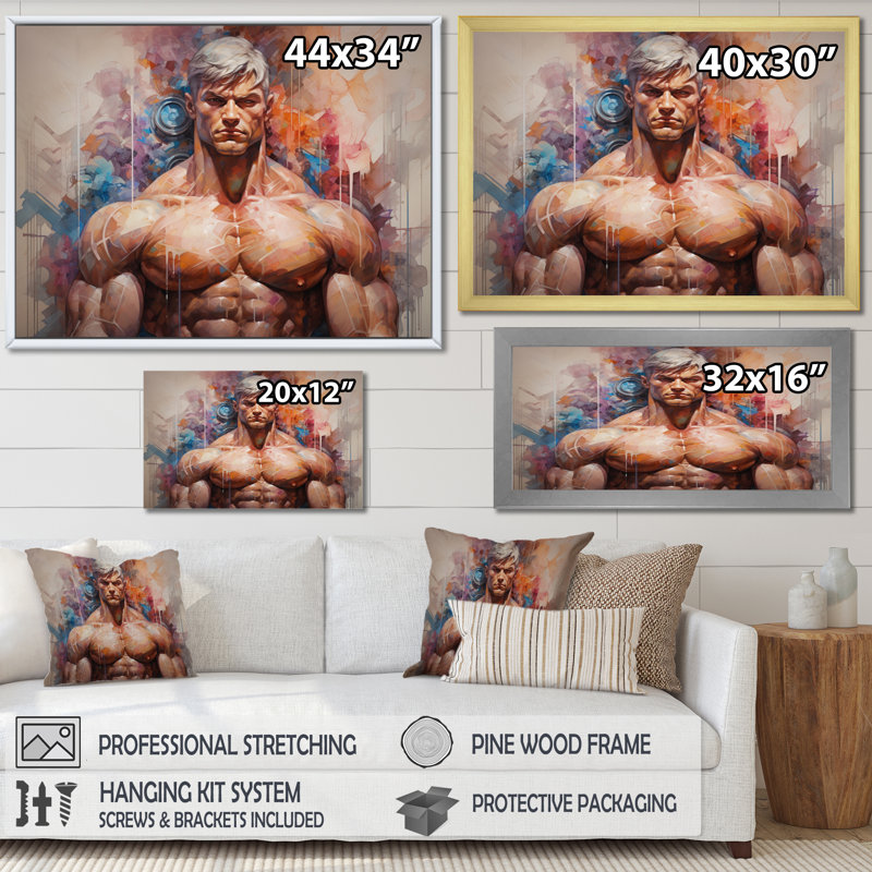 Mahreen Musculation Muscle Symphonie III sur toile, Cadre simple noir, H 12 po x l 20 po x P 1 po