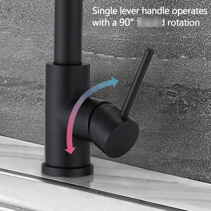 Matte Black Stainless Steel Pull Down Spray Faucet For Kitchen - Scratch , Rustproof, 360 Swiveling Spout, Extended Hose Easy Sink Cleaning And Rust Reach To All Areas Of