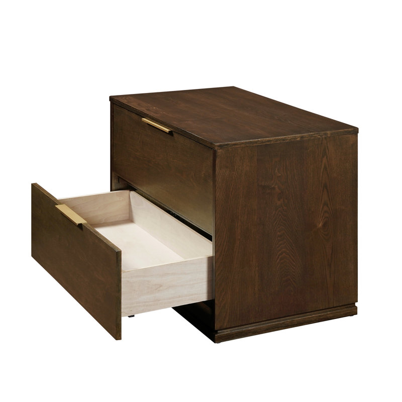 Milano 2 Drawer Walnut Nightstand, Walnut