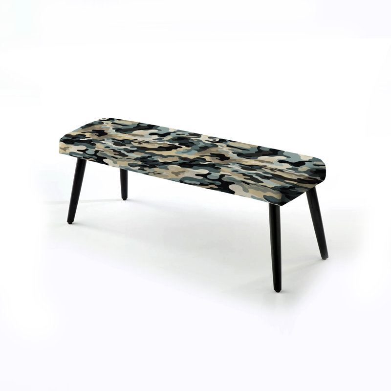 Industrial Fusion - Camouflage Upholstered Black Bench