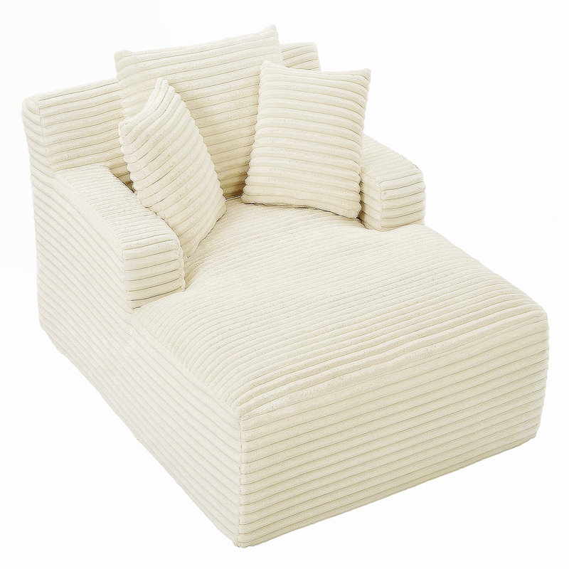Oversized Chaise Lounge Chair Indoor, Corduroy Upholstered Modern Sofa Couch, No Assembly Required, Comfy Sleeper for Living Room and Office