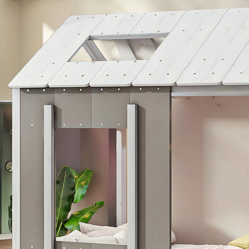 Plateforme de conception de maison avec bricolage décoré par des enfants, Gris / Blanc