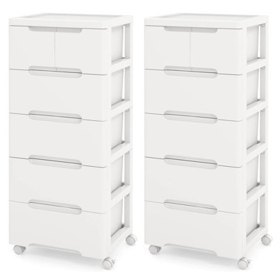 Rebrilliant 2 Pcs 6-drawer Plastic Rolling Storage Cart With 4 Universal Wheels Dresser Cabinet by Rebrilliant