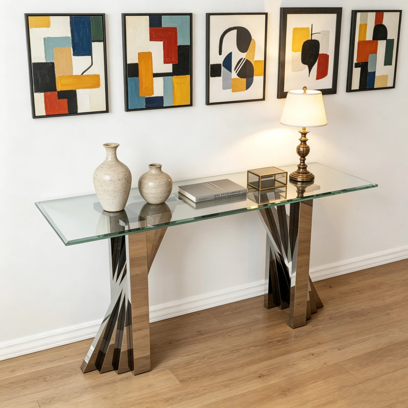 Ensemble de 3 tables basses argentées