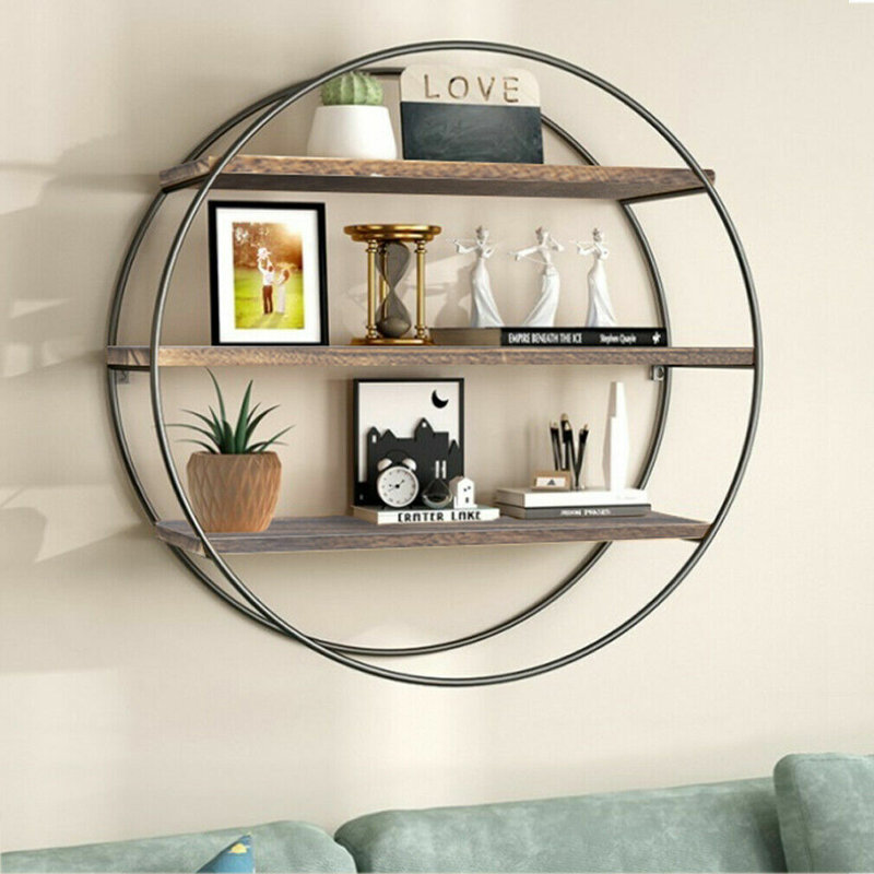 Unwind 3 Tier Circle Solid Wood Floating Shelf