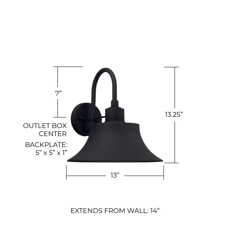 Lanterne murale d'extérieur Brock, H 13,25 po x l 13 po x P 14 po, Noir