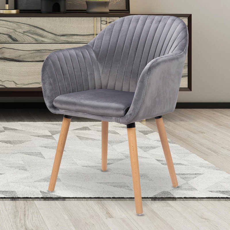 Mirakel 47cm H Velvet Upholstered Armchair, Dark Grey