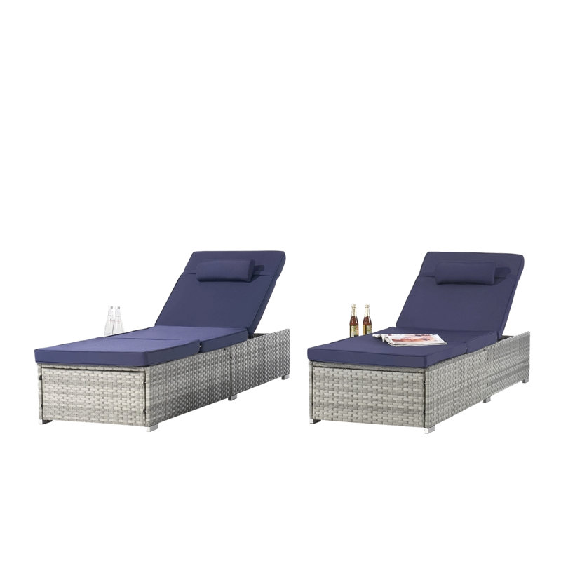 Canapé d'extérieur PE Rotin Furniture Deck Chair, Bleu