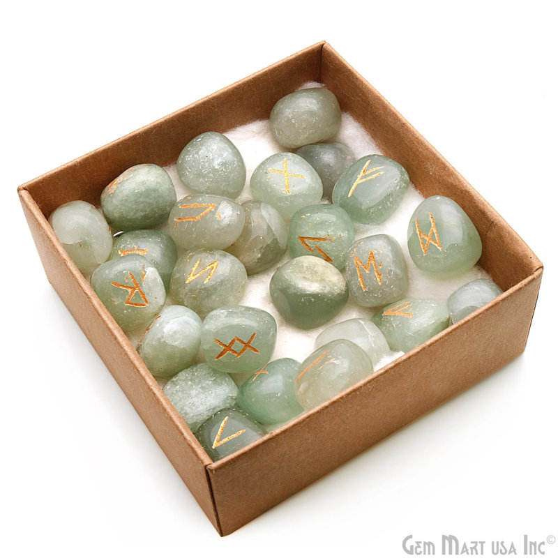 Carved Stone Accent Set, Zen Stone Décor, Green Aventurine Tumbled Gemtones, 25 Pcs, Medium (5 to 7 OZ)