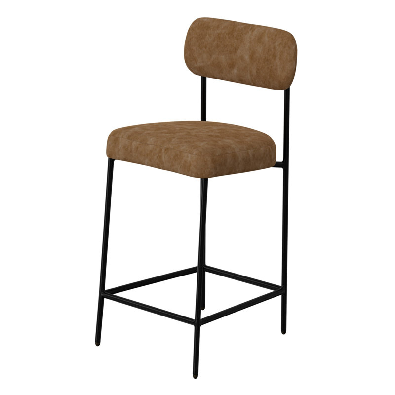 Chaise de bar Iffa, dossier ouvert, fer noir, cognac, Tabouret de bar (hauteur de siège 30 po), Brun cognac