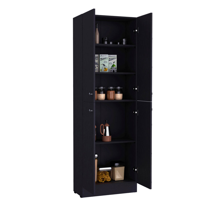 Armoire de rangement pour garde-manger de cuisine d'une hauteur de 71 po, avec 4 portes, 5 tablettes réglables, armoire autoportante pour le salon de la salle à manger, buanderie