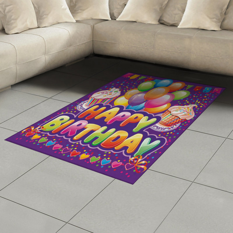 Purple High Density Long Fiber Poly Threads Decorative Area Rug Carpet, Rectangle 4' x 5'8"