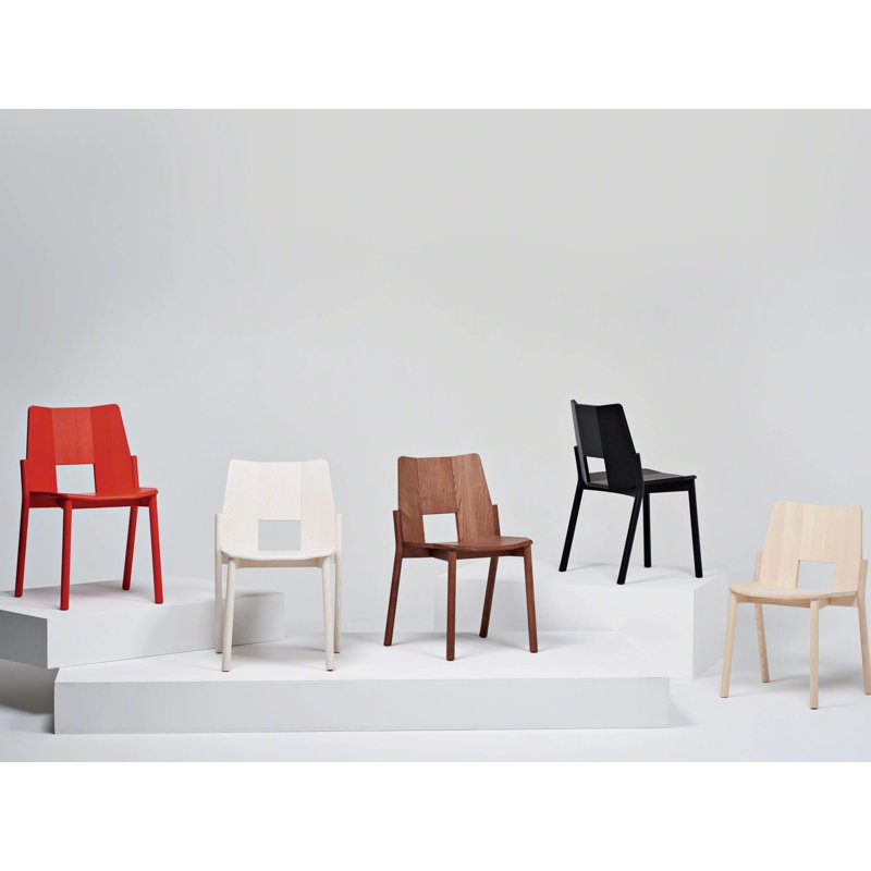 Tronco Solid Wood Stacking Side Chair, Walnut Stained