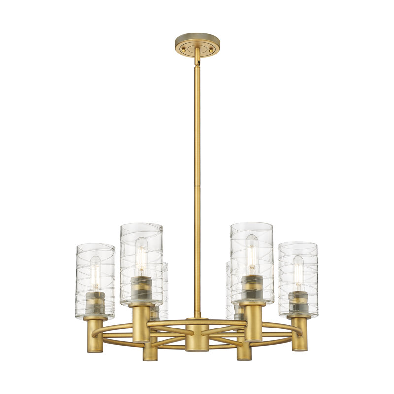 Lustre suspendu 6 lumières Crown Point, Tourbillon déco, Nickel poli