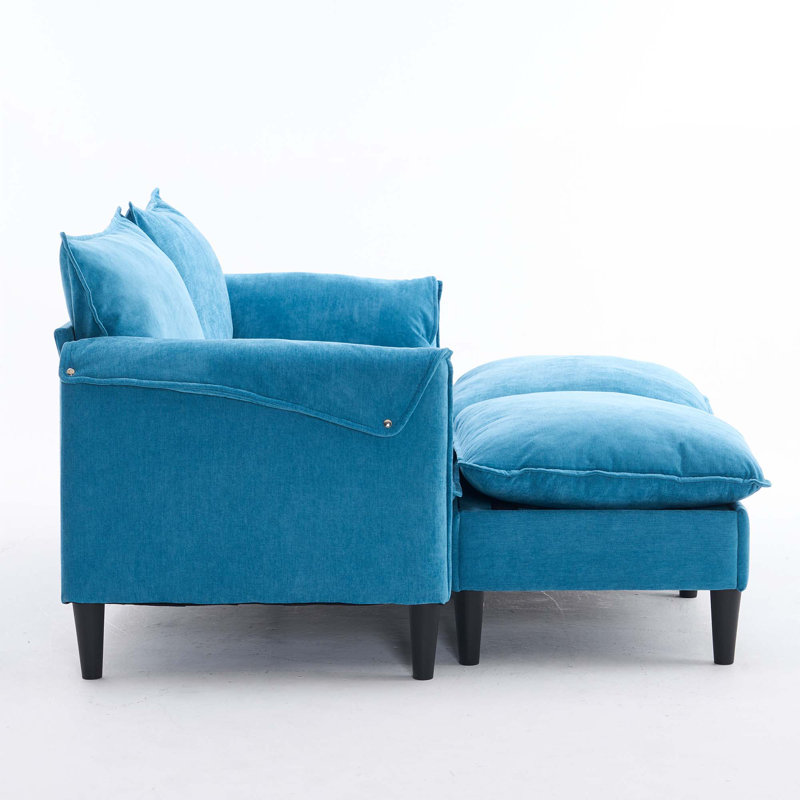 2-Seater Combination Sofa With Footstools, Blue