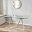 Table de salle à manger rectangulaire en verre trempé avec base en acier inoxydable, plateau transparent, de 4 à 8 places, pour une cuisine ou une salle à manger moderne-1584257920