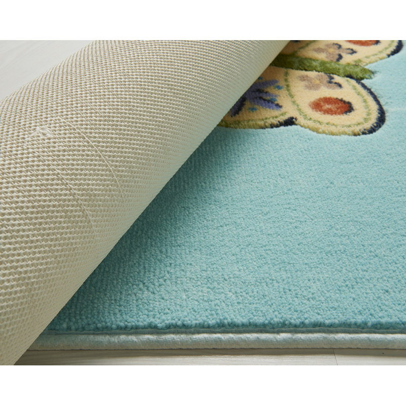 Tapis bleu / mauve touffeté à la machine 3 pi 3 po x 4 pi 11 po Argonaut