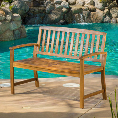 Wood Outdoor Bench, 2-Person Garden Bench by Ophelia & Co.