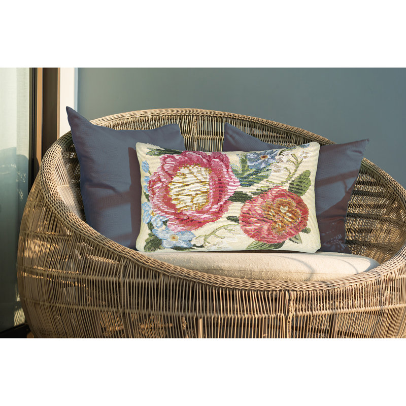Marina Floral Outdoor Throw Pillow, Square 18", Chiffon