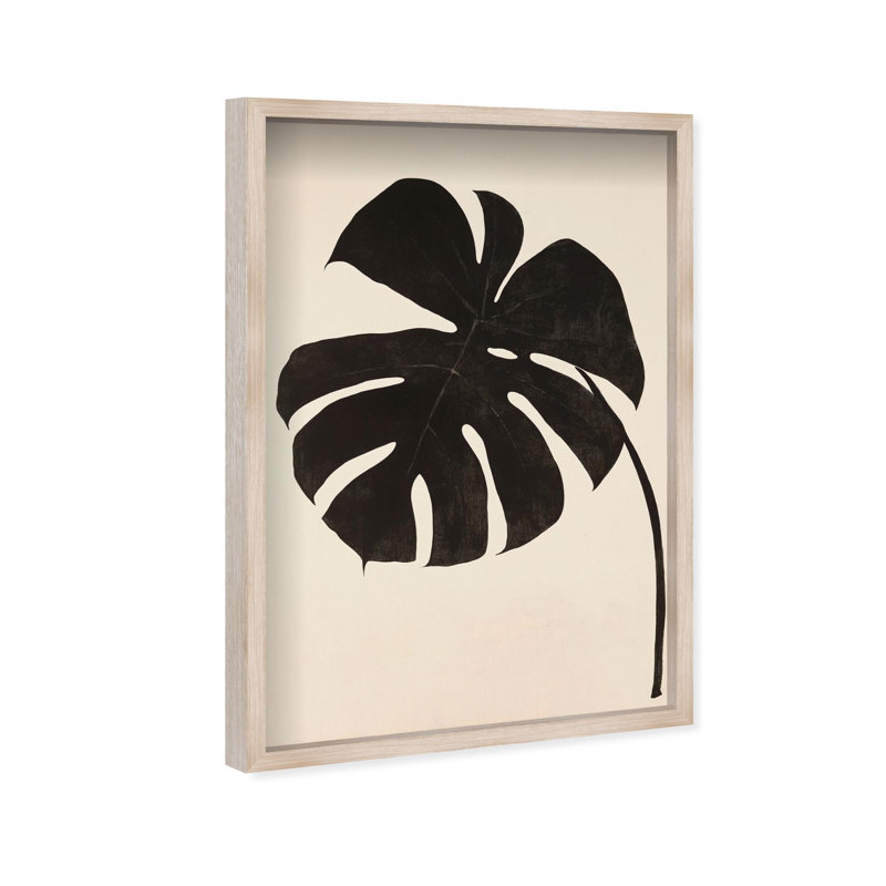 Oliver Gal Dark Leaf I Botanical - Luxury Shadowbox Framed Wall Art, 26" H x 18" W, Cream