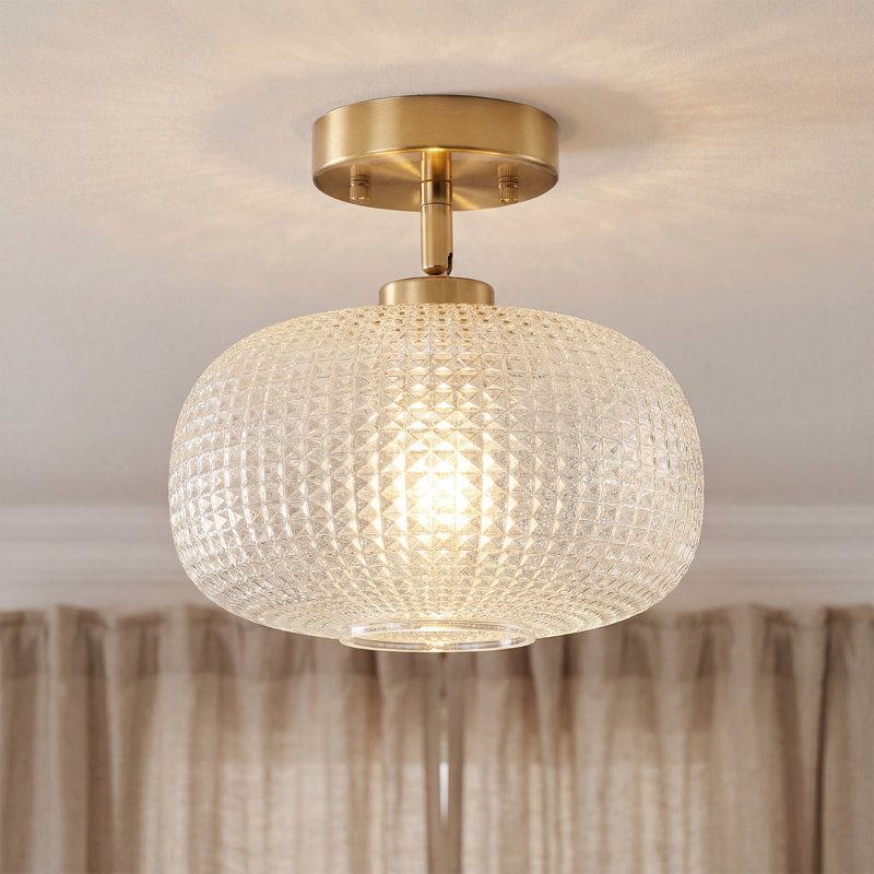Plafonnier encastré 1 lumière en verre industriel