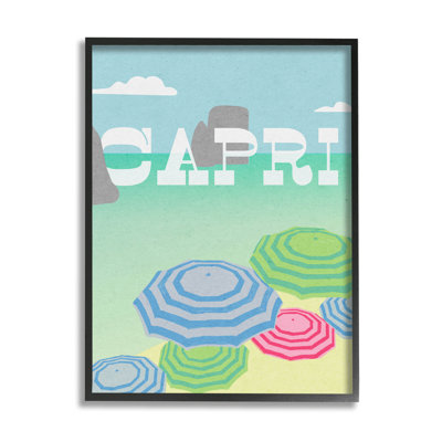 Capri Beach Shore Umbrellas, estampe numérique par Lil 'Rue