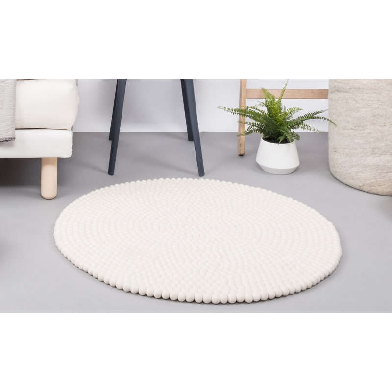 Round Solid Colour Wool Hand Woven Area Rug, Round 90cm