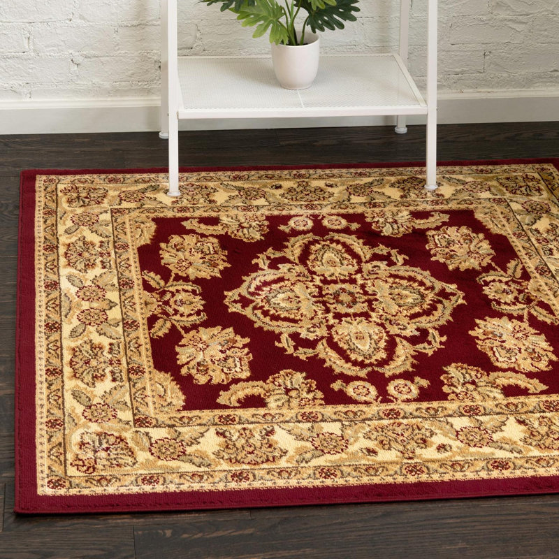 Niles Oriental Beige/Brick Area Rug, Square 6'1"