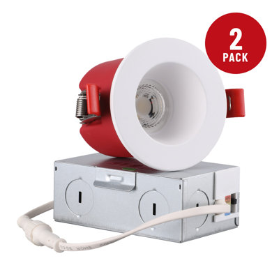 FireGuard 3" 8W 2-Hour Fire Rated Deep Baffle LED Recessed Light, UL263 IC Rated Canless, 5CCT 2700K-5000K Selectable, 600LM, CRI 90+, Dimmable, Wet Rated, ETL Listed