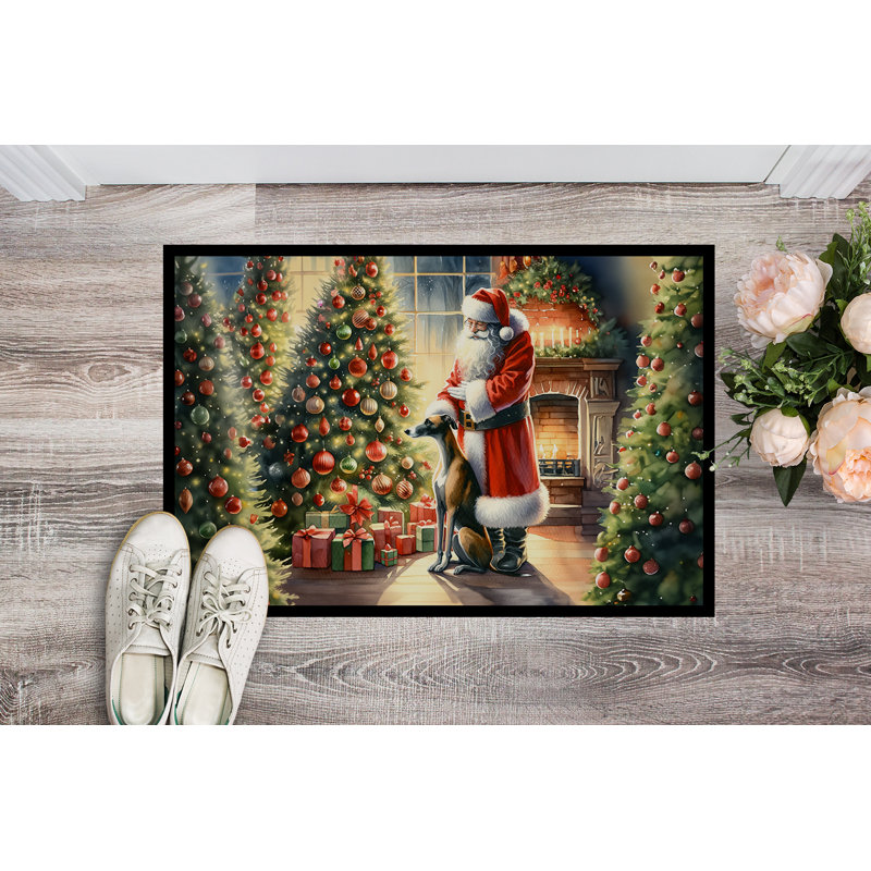 Paillasson Greyhound and Santa Claus, L 18 po x L 27 po
