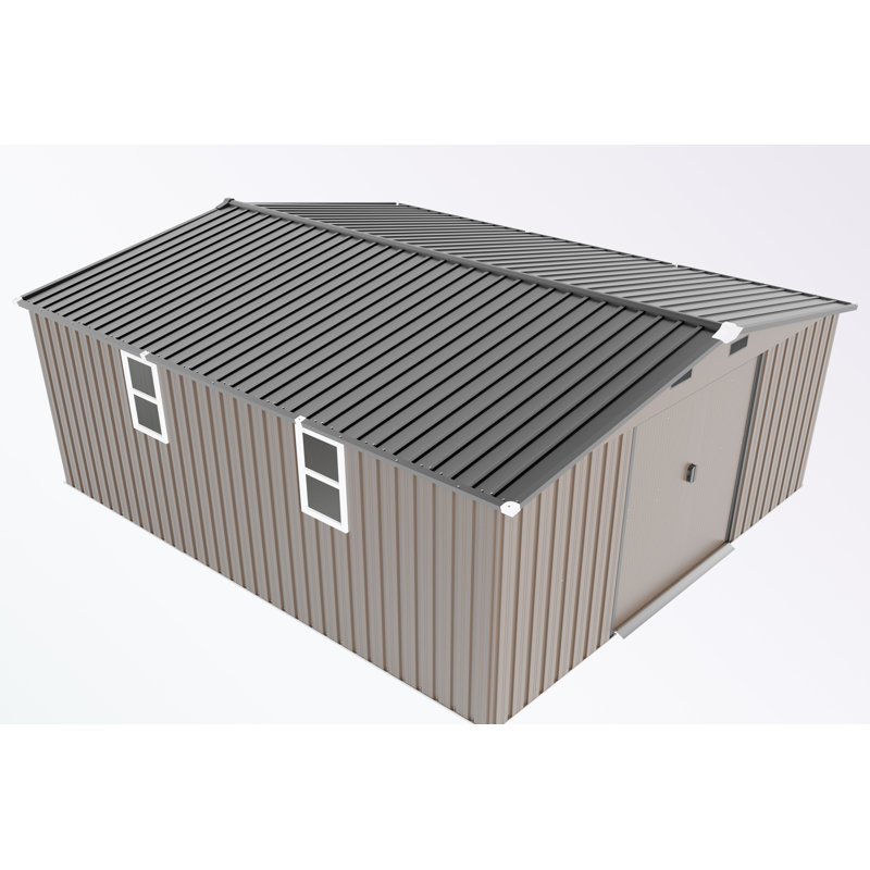 Outdoor metal Shed with Windows and vents, Brown