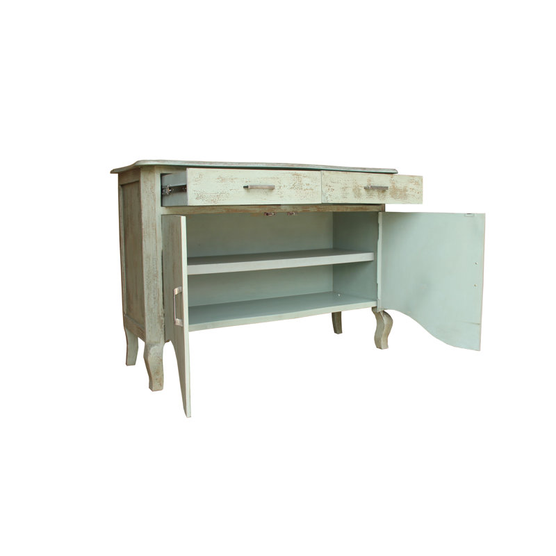 Bloomsdale 2 Drawer Sideboard, Made with Mango Wood, 51x19x35, Green