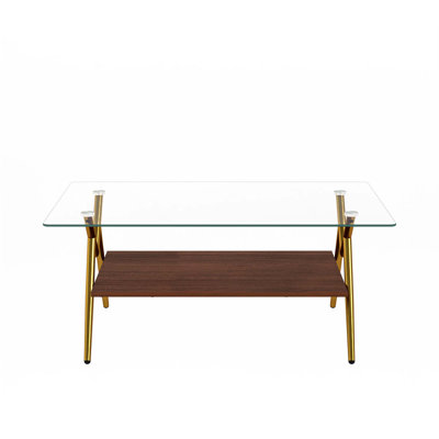 Rectangle Coffee Table With Tempered Glass Top