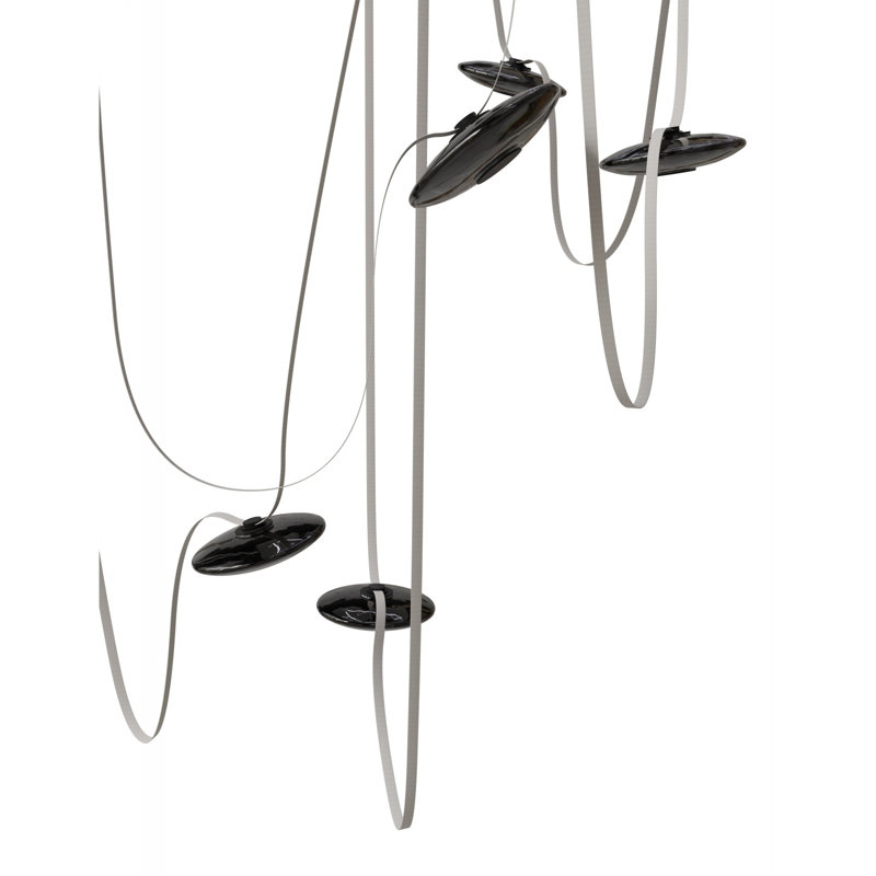 Luminaire suspendu en verre ivoire / fumé 7 lumières Fremont Ceinture 826 po l, Ivoire ivoire, H 826 po, 7 lumières
