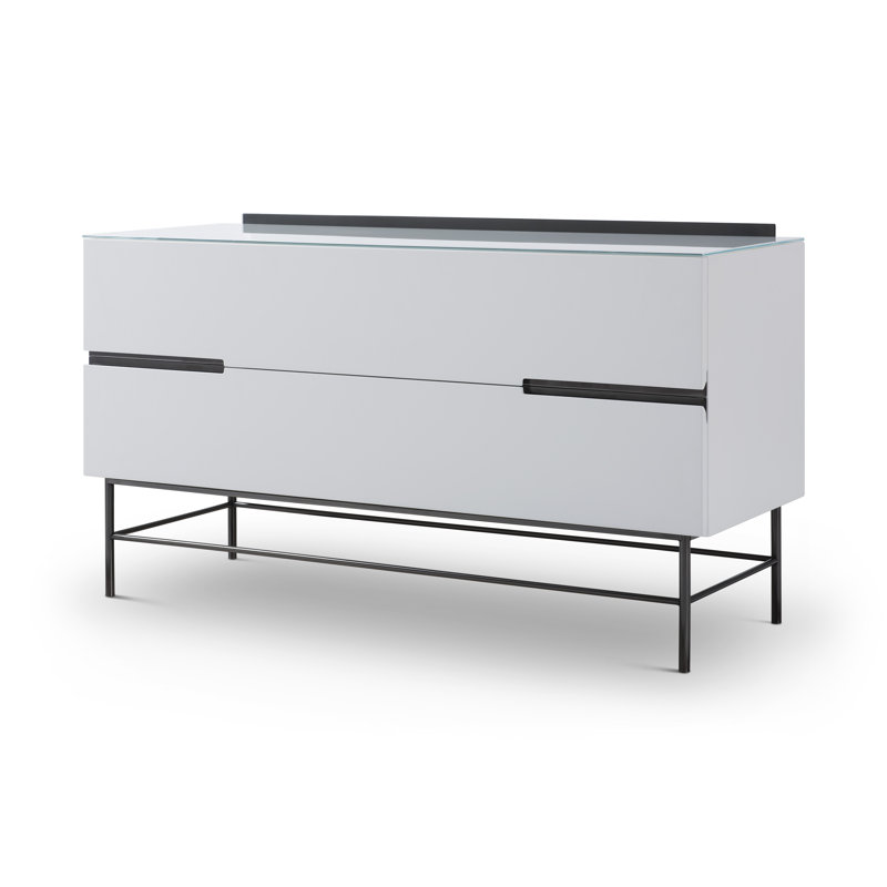 Nicholls 110cm Sideboard, Matt White/Brushed Brass