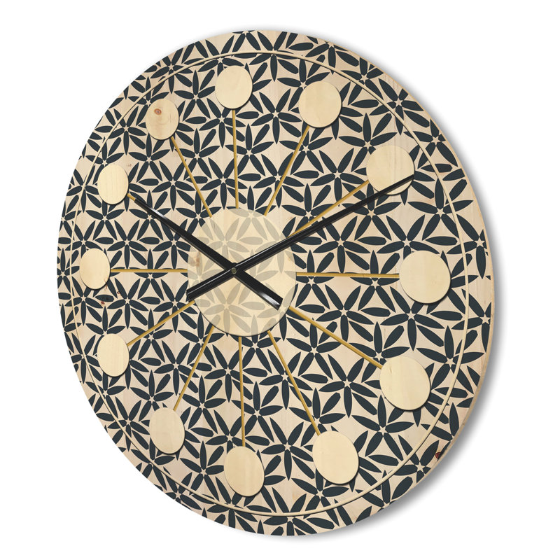Horloge murale rétro à motif floral abstrait IV, Petit