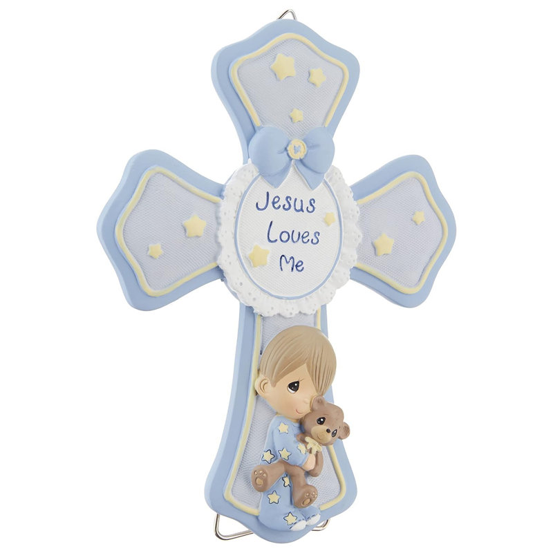 Figurine Precious Moments Jesus Loves Me Boy tenant un ours en peluche 7,28 pouces
