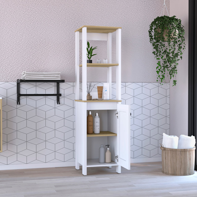 Armoire à linge St. Clair, deux tablettes intérieures, deux tablettes ouvertes, une porte, Multi-couleur