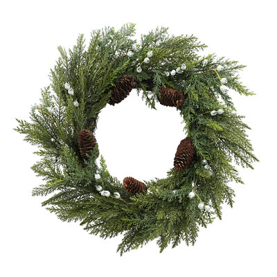 Artificial Pine Wreath With Pinecones And Frosted Berries