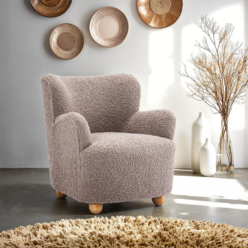 Fauteuil d'appoint rembourré Sabrina Boucle, Brun