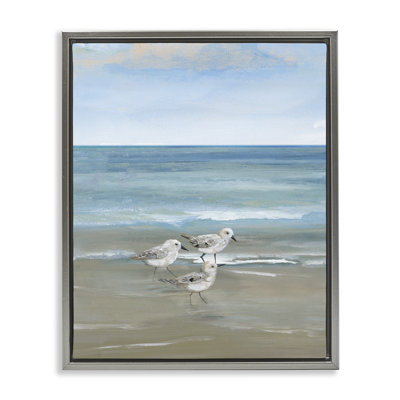 Cadre flottant Three Shorebirds & Gentle Waves, design par Nan